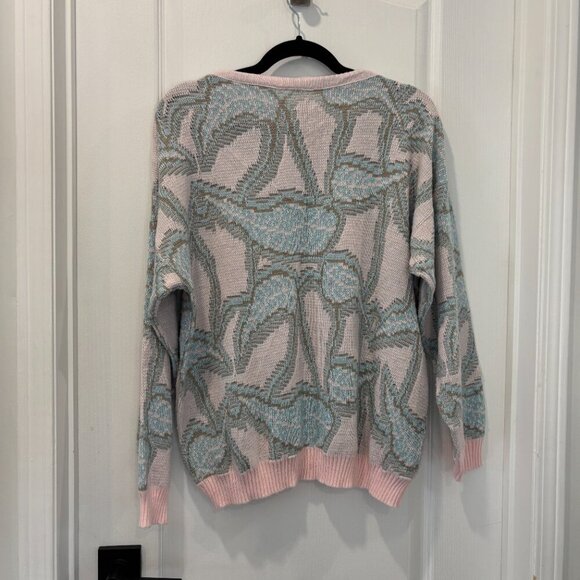 Vintage Pink and Blue Patterned Women's Sweater - Picture 6 of 7